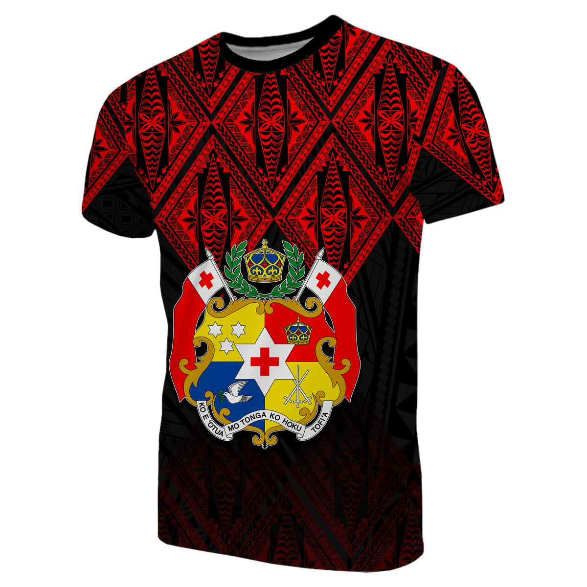 Tonga T Shirt Ngatu Black and Red Style LT6 Unisex Red - Polynesian Pride