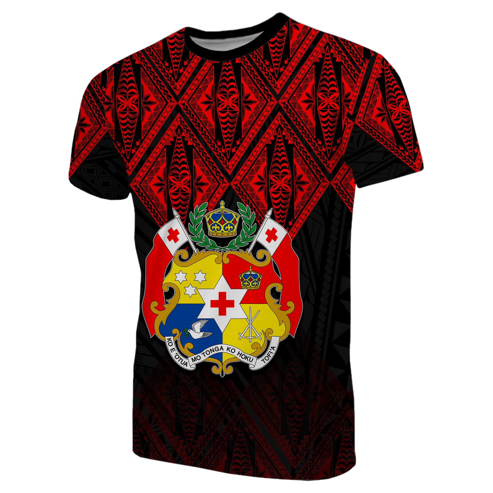 Tonga T Shirt Ngatu Black and Red Style LT6 Unisex Red - Polynesian Pride