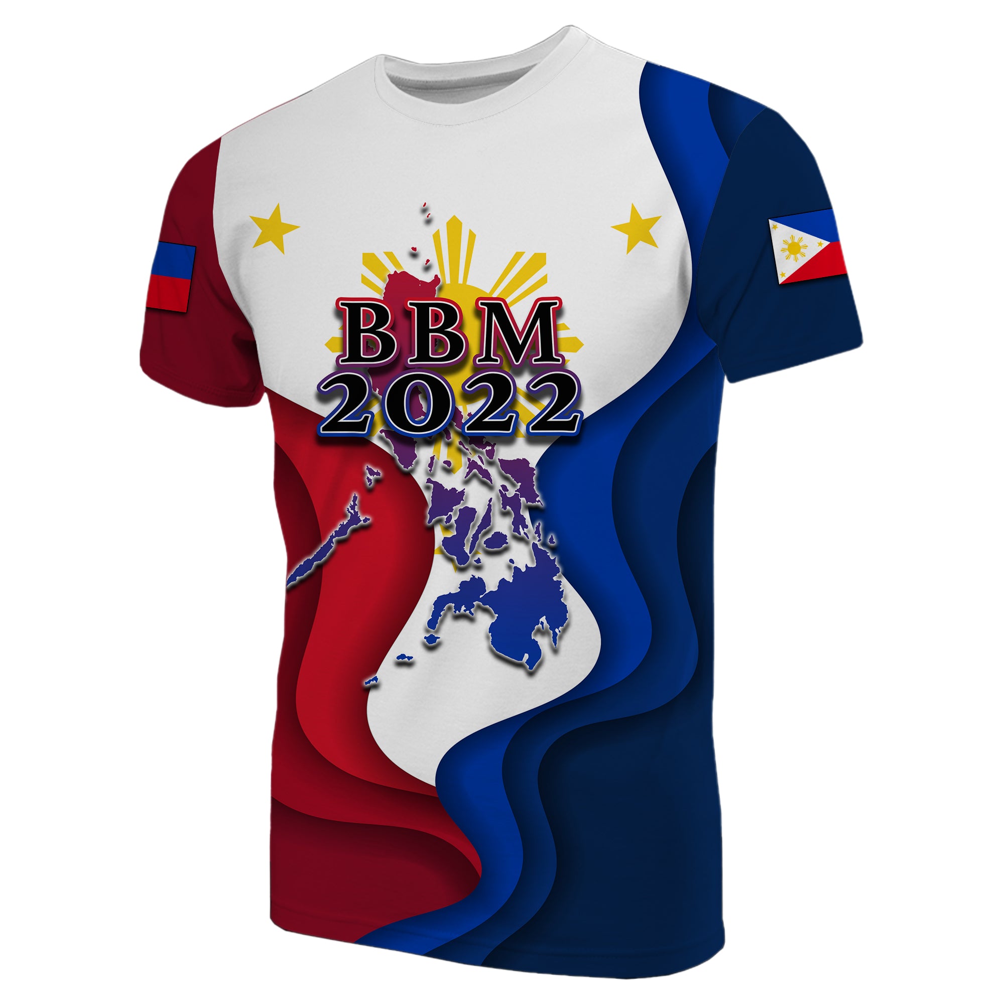 Philippines T Shirt Flag Style Custom BBM 2022 LT6 White - Polynesian Pride