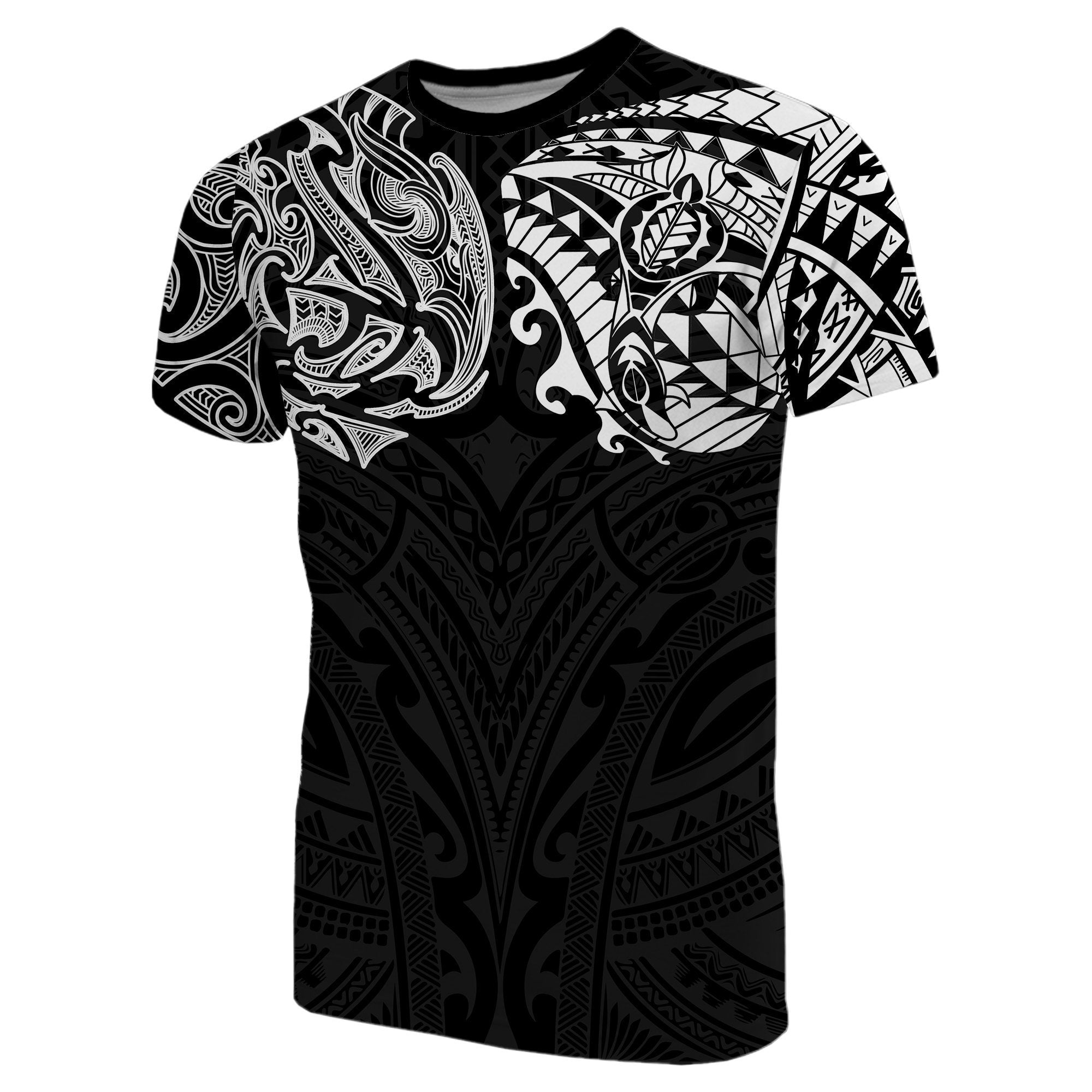 New Zealand T Shirt, Maori Polynesian Tattoo Unisex Black - Polynesian Pride