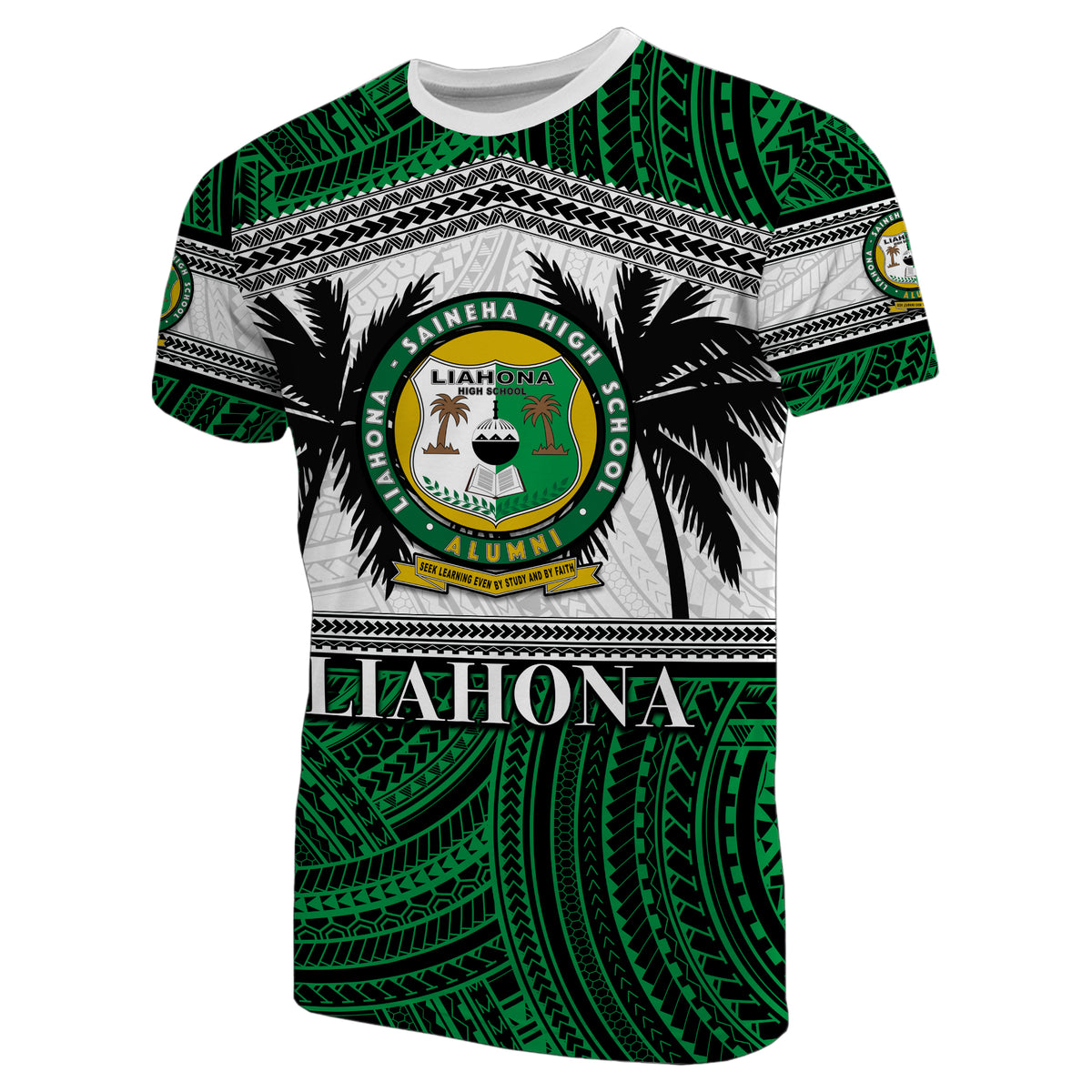 Custom Tonga Liahona High School T Shirt Polynesian Patterns LT6 Unisex Green - Polynesian Pride