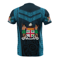 Fiji Taba T Shirt Fijian Coat of Arms Polynesian Hibiscus - Polynesian Pride