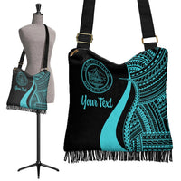 Palau Custom Personalised Boho Handbag - Turquoise Polynesian Tentacle Tribal Pattern Crest - Polynesian Pride