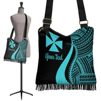 Wallis And Futuna Custom Personalised Boho Handbag - Turquoise Polynesian Tentacle Tribal Pattern - Polynesian Pride