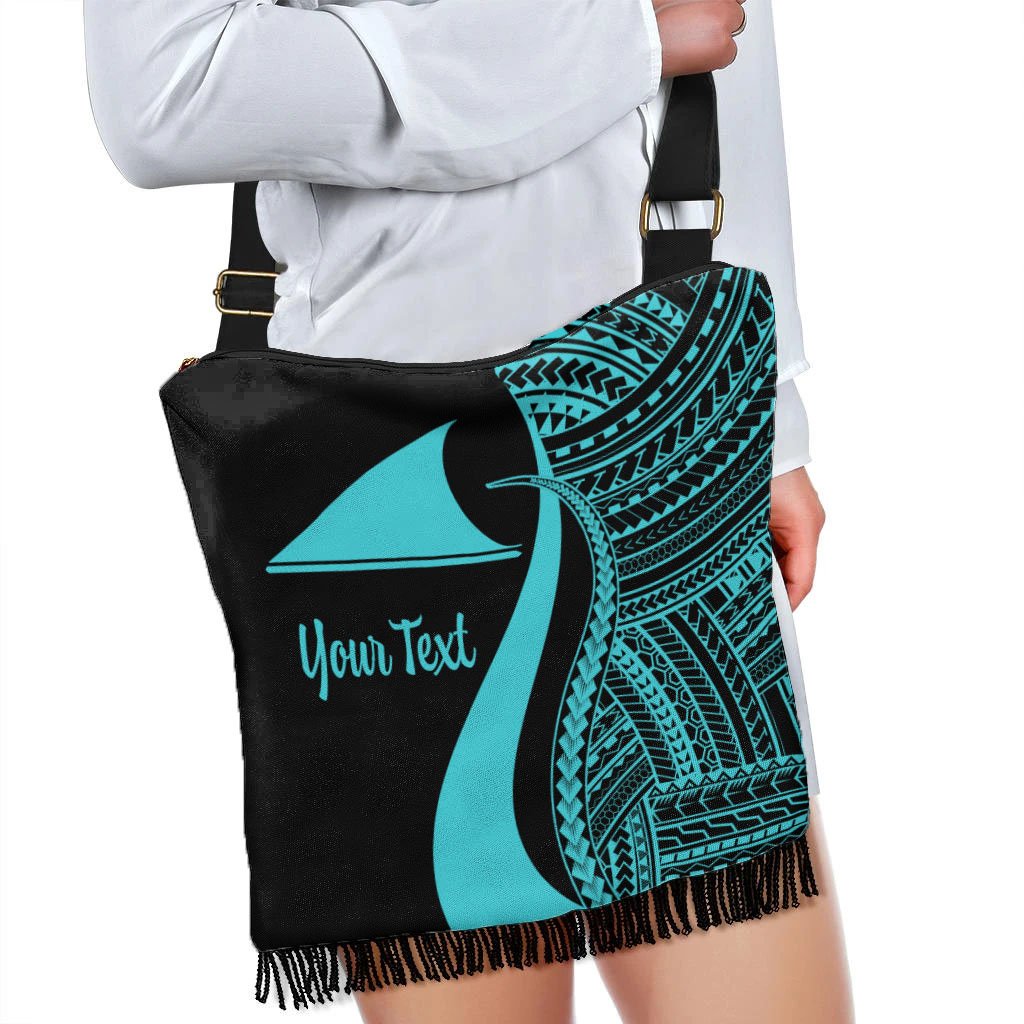 Tokelau Custom Personalised Boho Handbag - Turquoise Polynesian Tentacle Tribal Pattern - Polynesian Pride