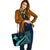 Papua New Guinea Large Leather Tote Bag - Turquoise Polynesian Tentacle Tribal Pattern - Polynesian Pride
