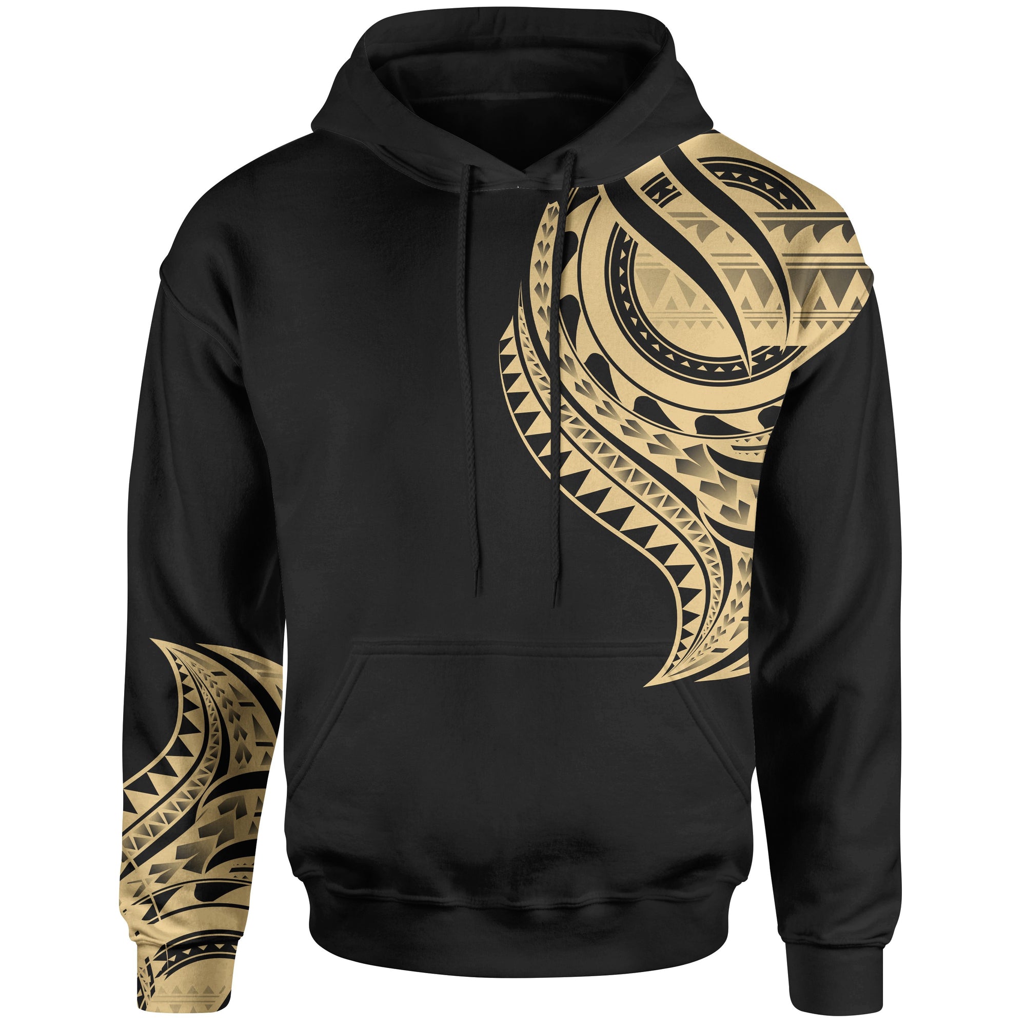 Solomon Islands Hoodie Solomon Islands Tatau Gold Patterns With Coat ofrms Black - Polynesian Pride