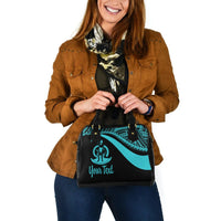 Vanuatu Custom Personalised Shoulder Handbag - Turquoise Polynesian Tentacle Tribal Pattern - Polynesian Pride