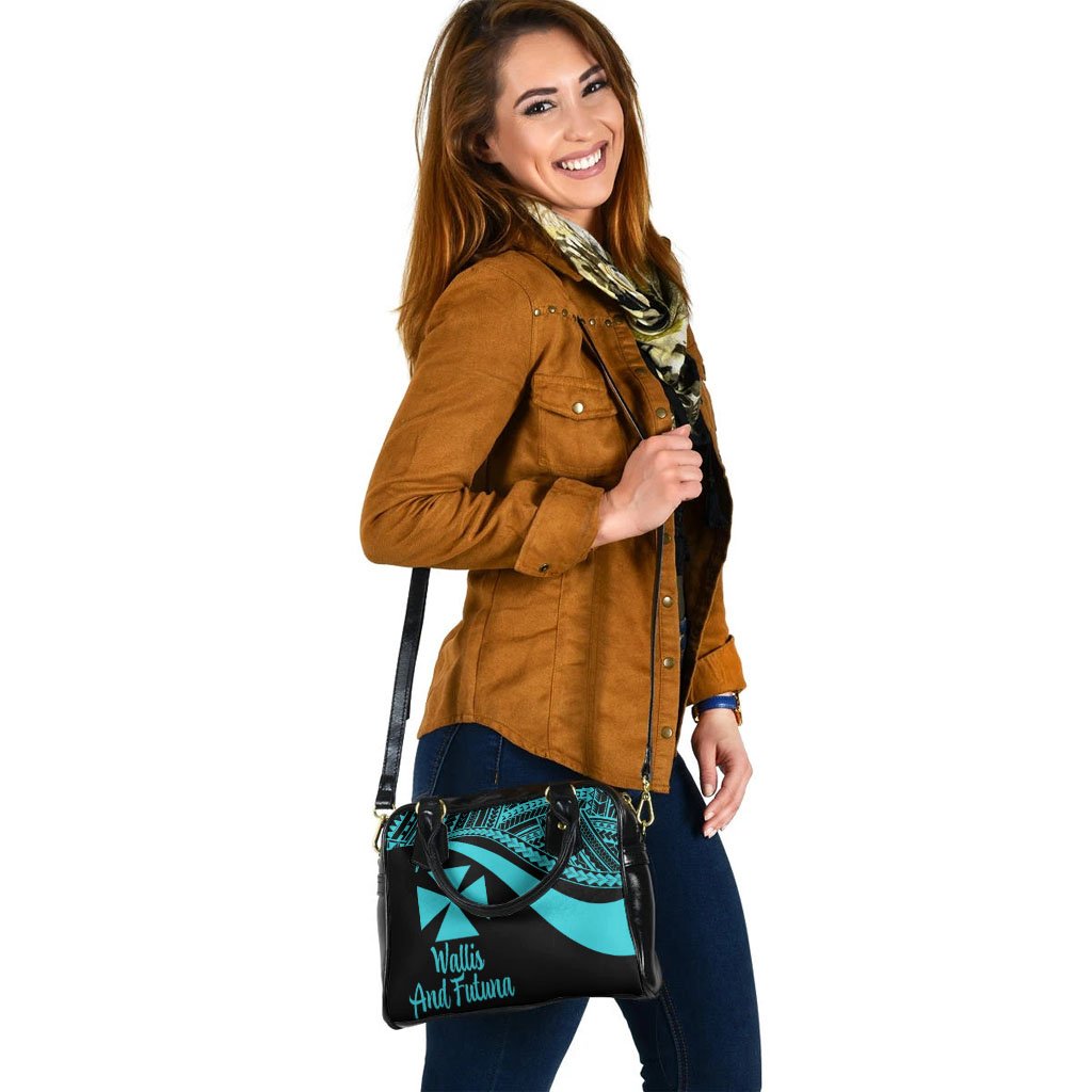Wallis And Futuna Shoulder Handbag - Turquoise Polynesian Tentacle Tribal Pattern - Polynesian Pride