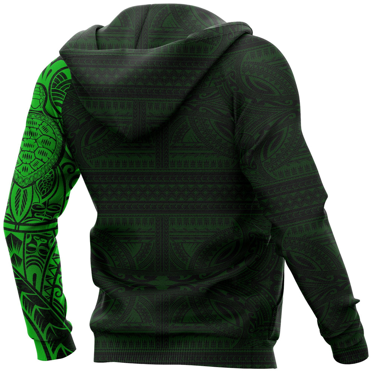 Hoodie Polynesian Tribal Lizard Tattoo Green - Polynesian Pride