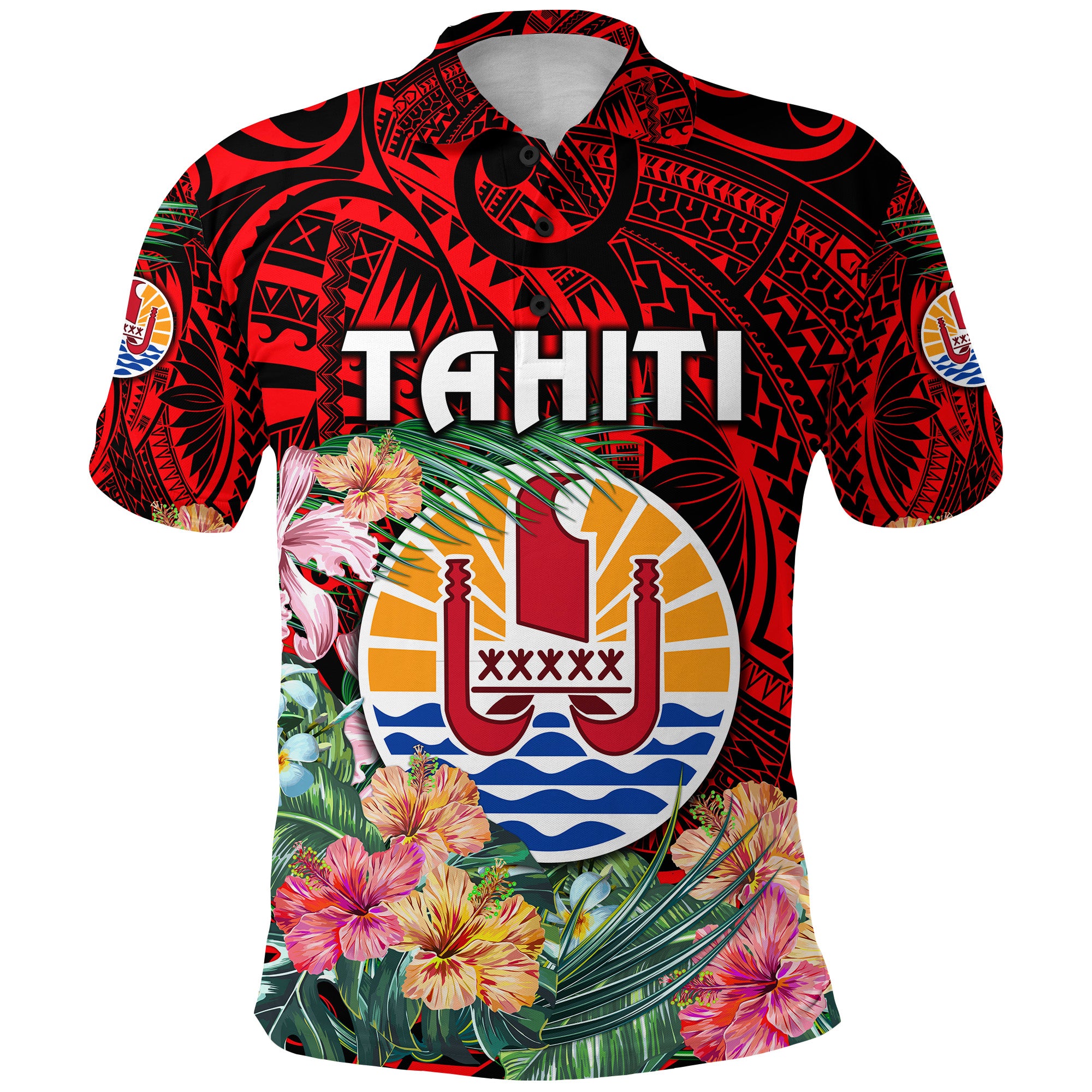 Tahiti Polo Shirt French Polynesia Simple Vibes Red LT8 Unisex Red - Polynesian Pride