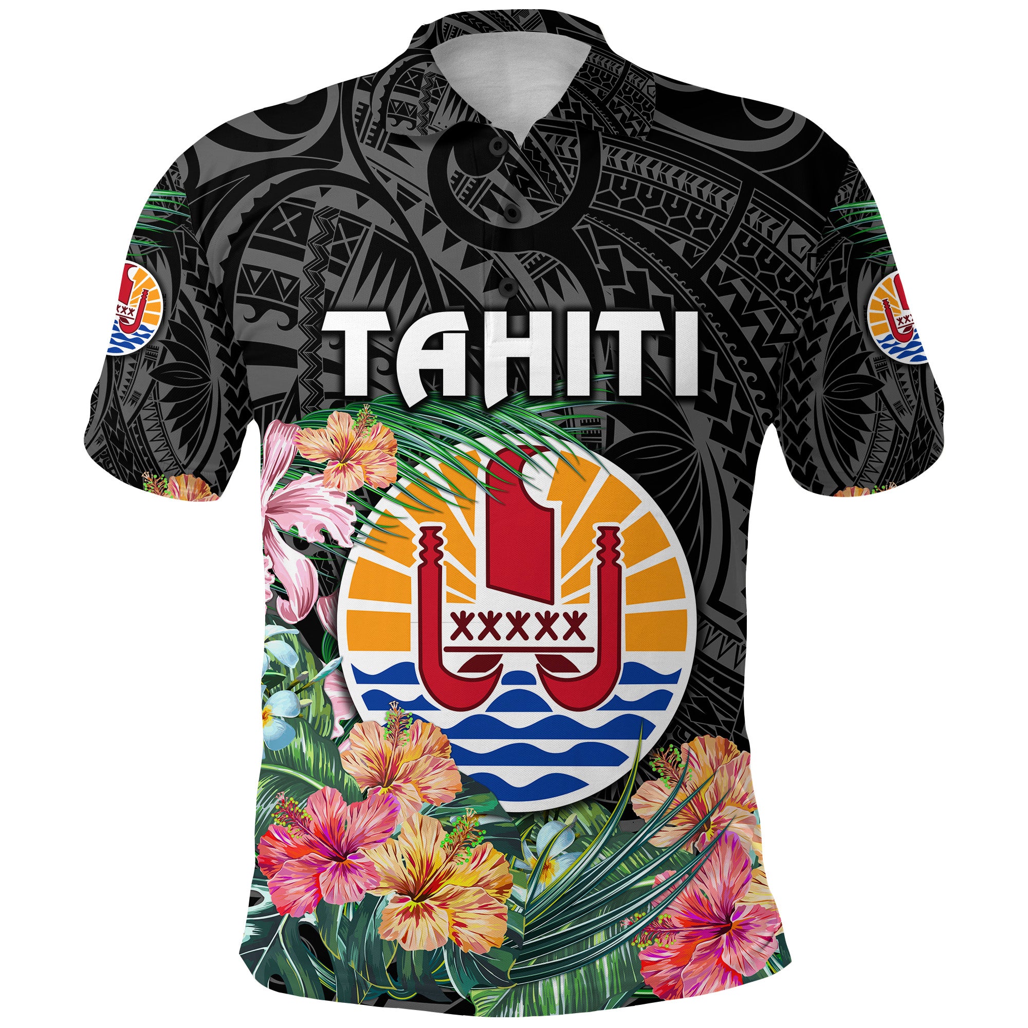 Tahiti Polo Shirt French Polynesia Simple Vibes Black LT8 Unisex Black - Polynesian Pride