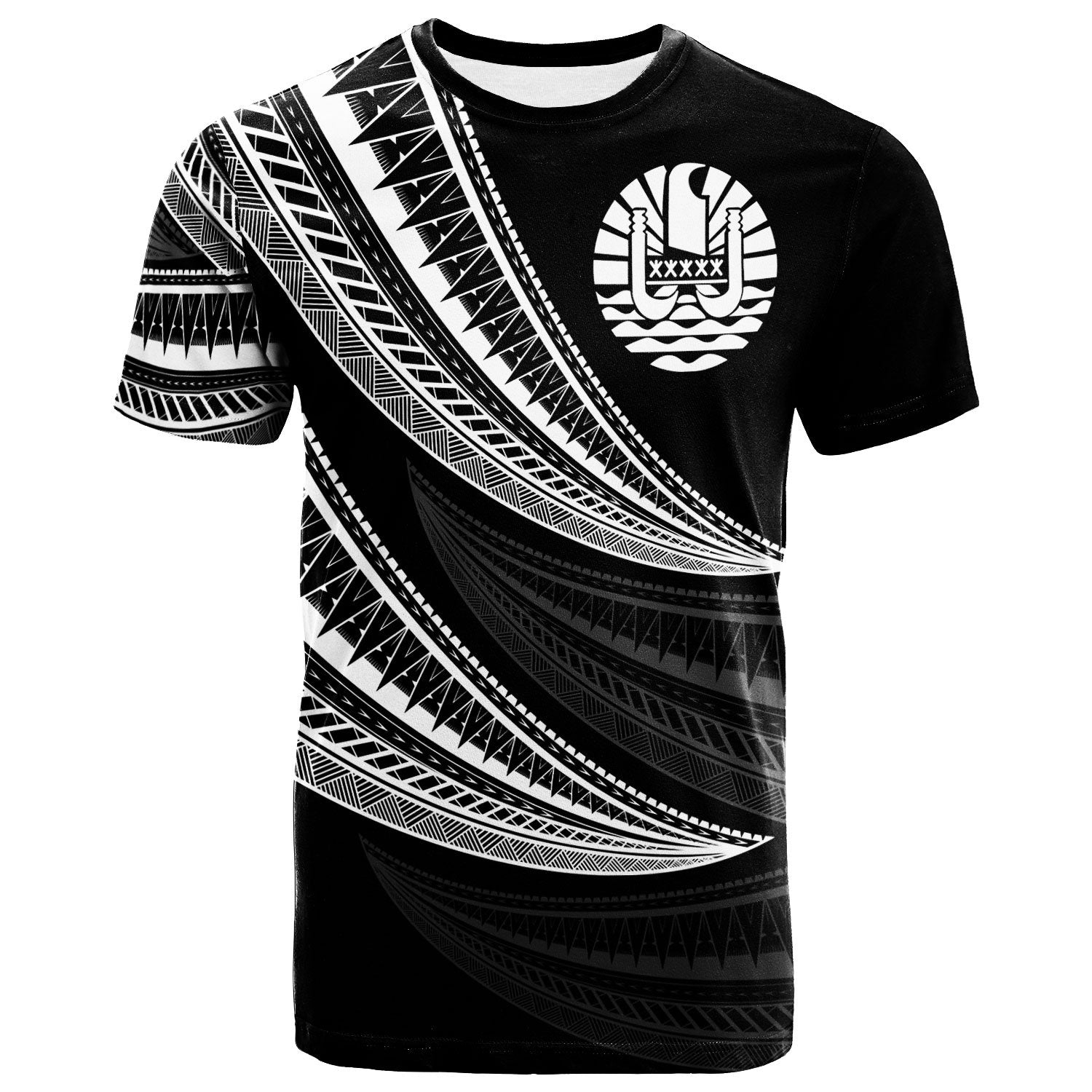 Tahiti Custom T Shirt Wave Pattern Alternating White Color Unisex White - Polynesian Pride