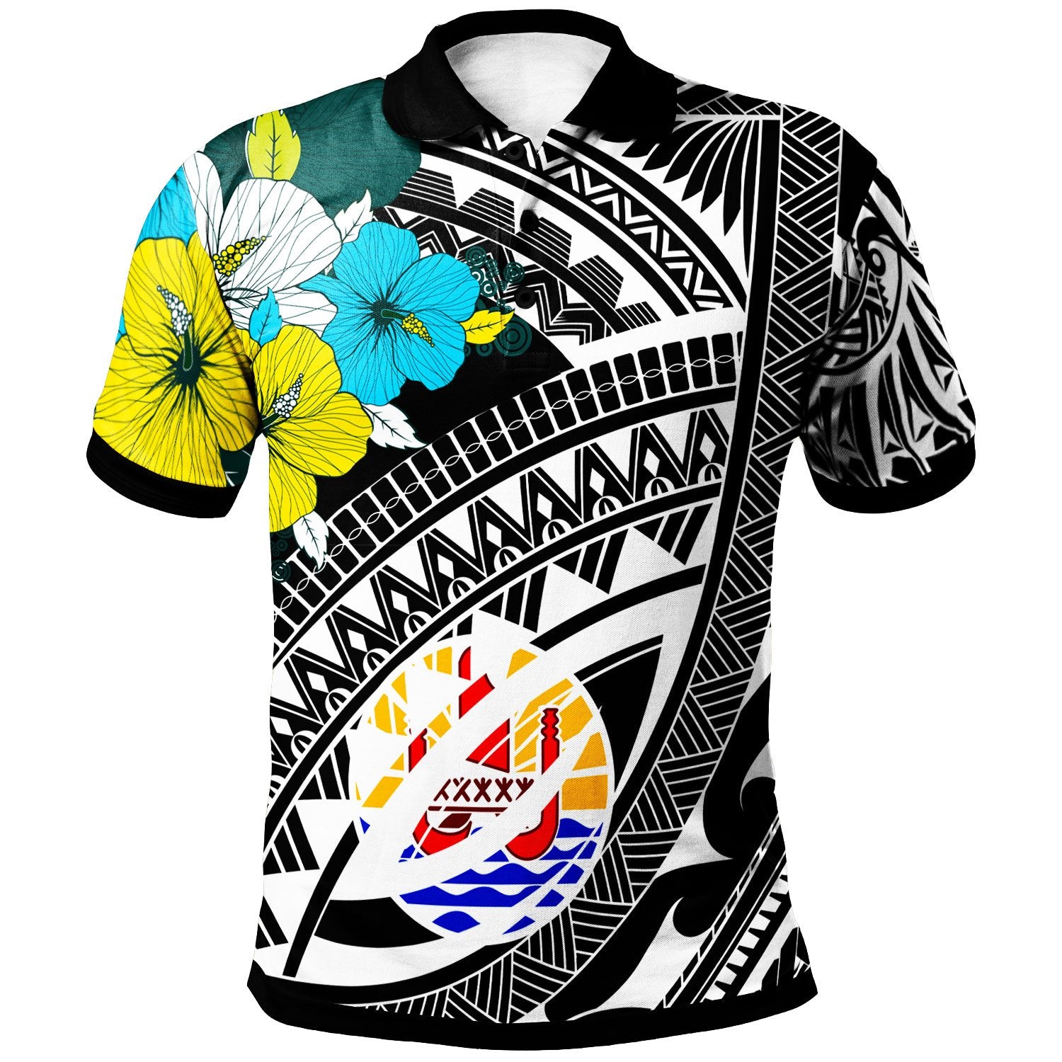 Tahiti Polo Shirt Polynesian Pattern Black Color Unisex Black - Polynesian Pride