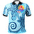 Tahiti Polo Shirt Tribal Plumeria Pattern Unisex Blue - Polynesian Pride