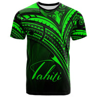 Tahiti T Shirt Green Color Cross Style Unisex Black - Polynesian Pride