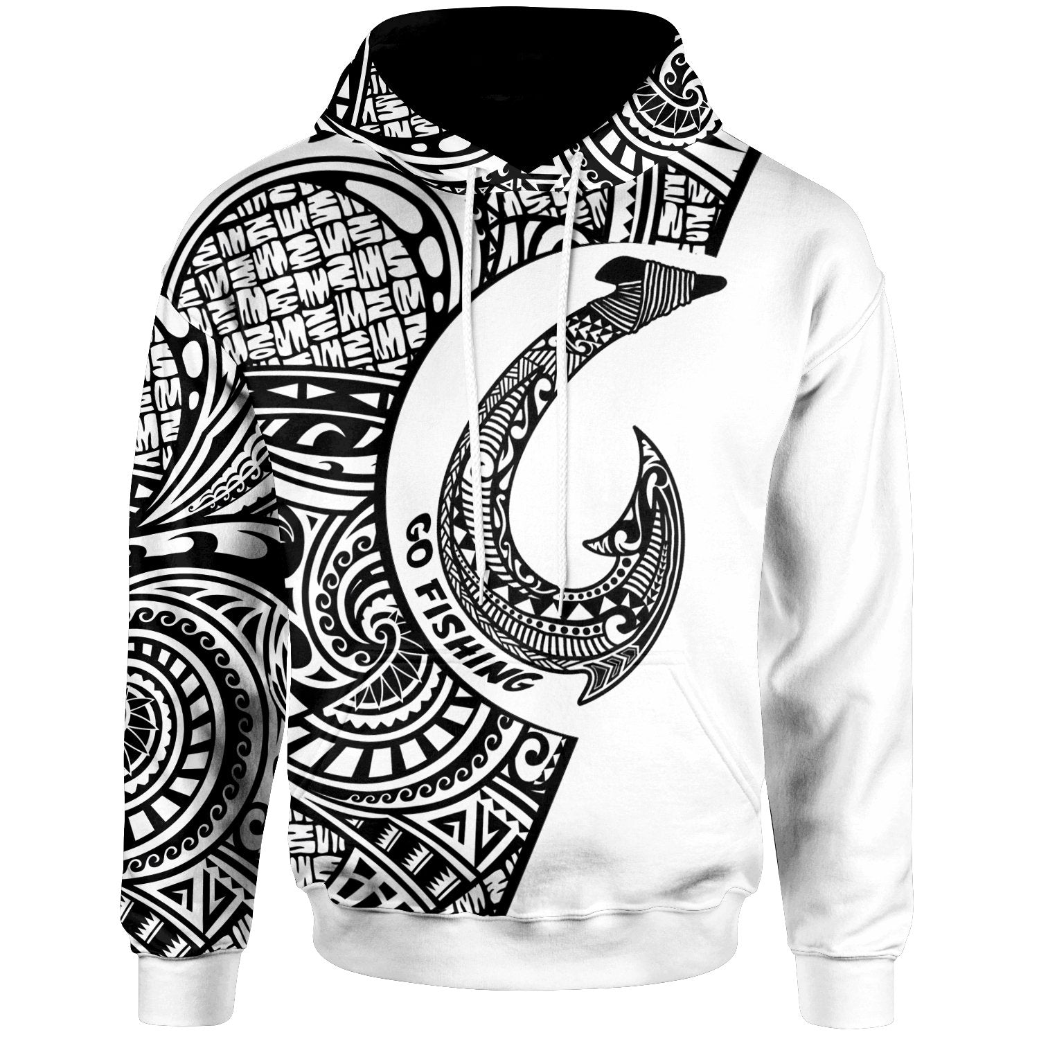 Hawaii Hoodie Hook Tattoo Unisex White - Polynesian Pride