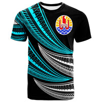 Tahiti Custom T Shirt Wave Pattern Alternating Unisex Black - Polynesian Pride