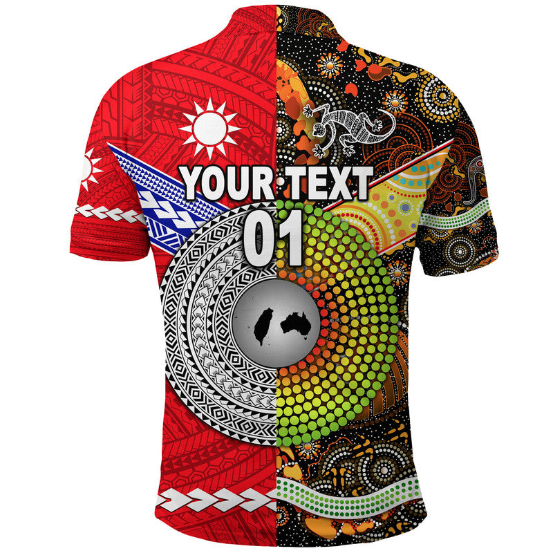 Custom Taiwanese Polynesian and Australian Aboriginal Polo Shirt Together Red Vibes LT8 - Polynesian Pride