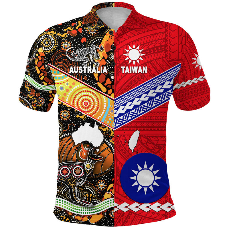 custom-personalised-taiwanese-polynesian-and-australian-aboriginal-polo-shirt-together-red-vibes