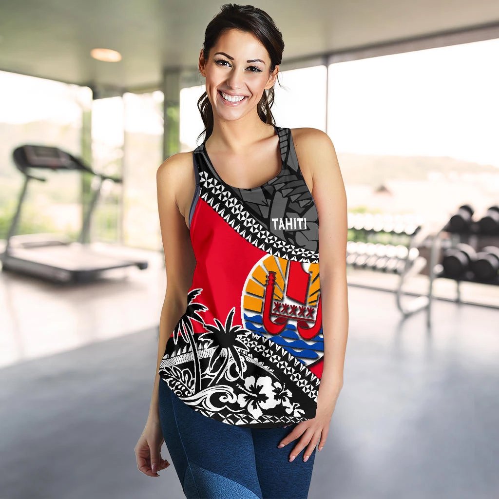 Tahiti Women Racerback Tank Fall In The Wave K9 - Polynesian Pride
