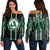 Hawaii - Aiea High Football Jersey Women's Off Shoulder Sweater - AH Green - Polynesian Pride