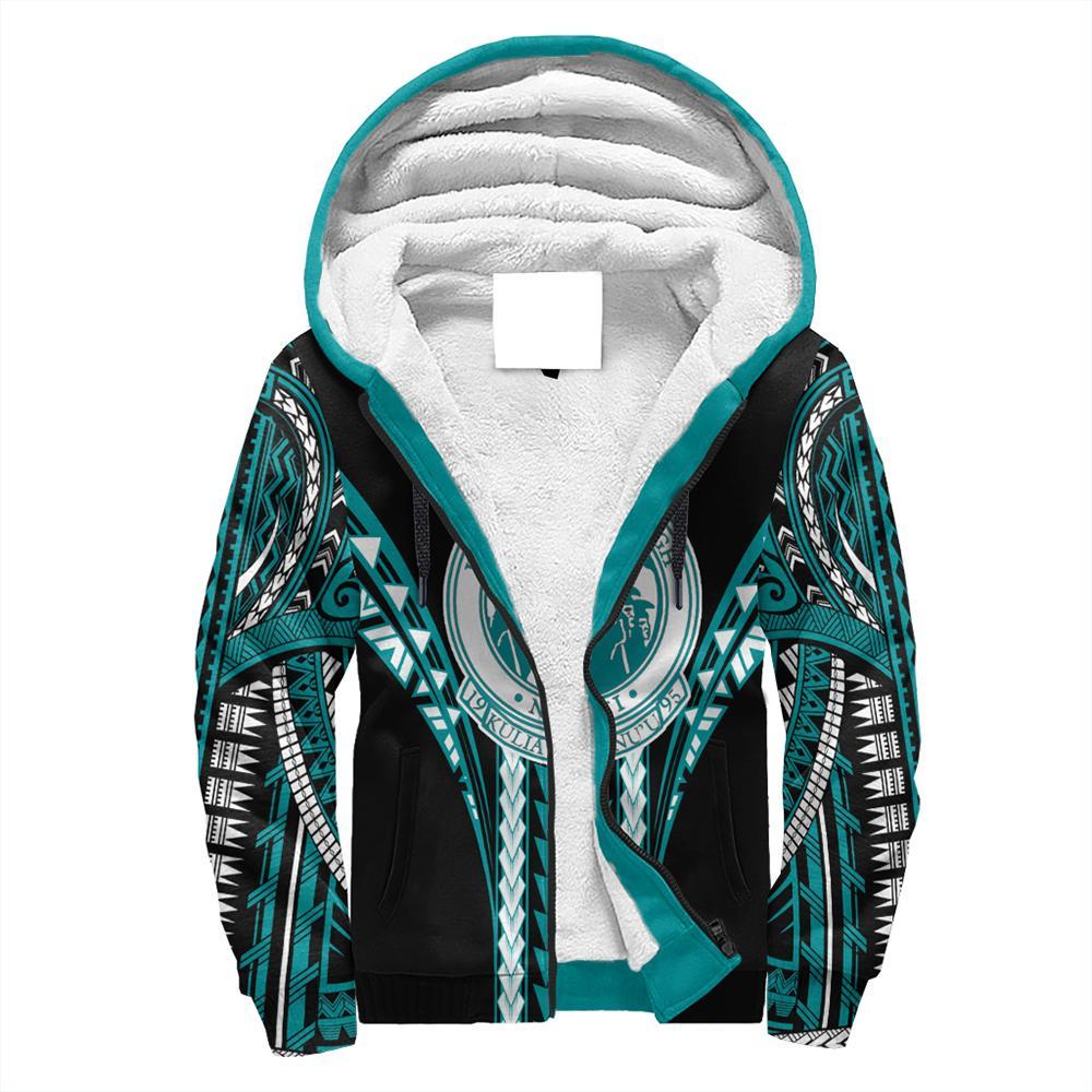 Hawaii - King Kekaulike High Football Jersey Sherpa Hoodie - AH Cyan - Polynesian Pride