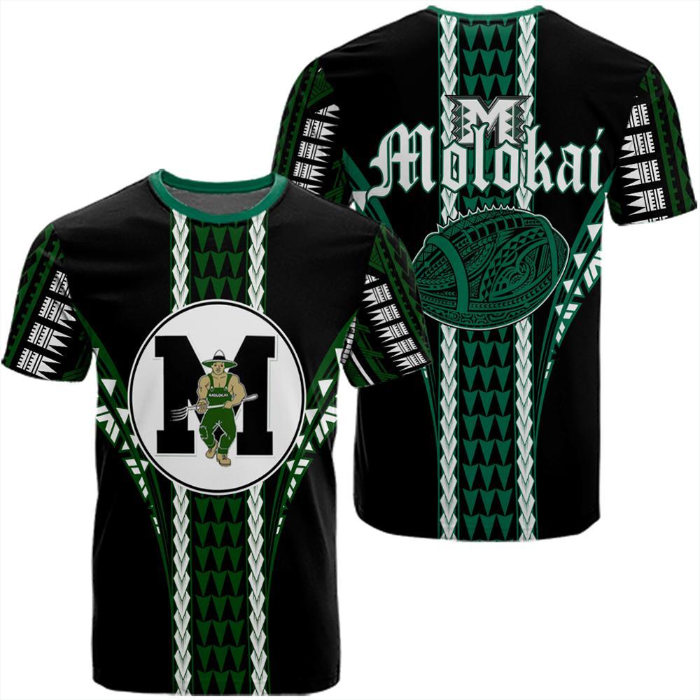 Hawaii Molokai High Football Jersey T Shirt Unisex Green - Polynesian Pride