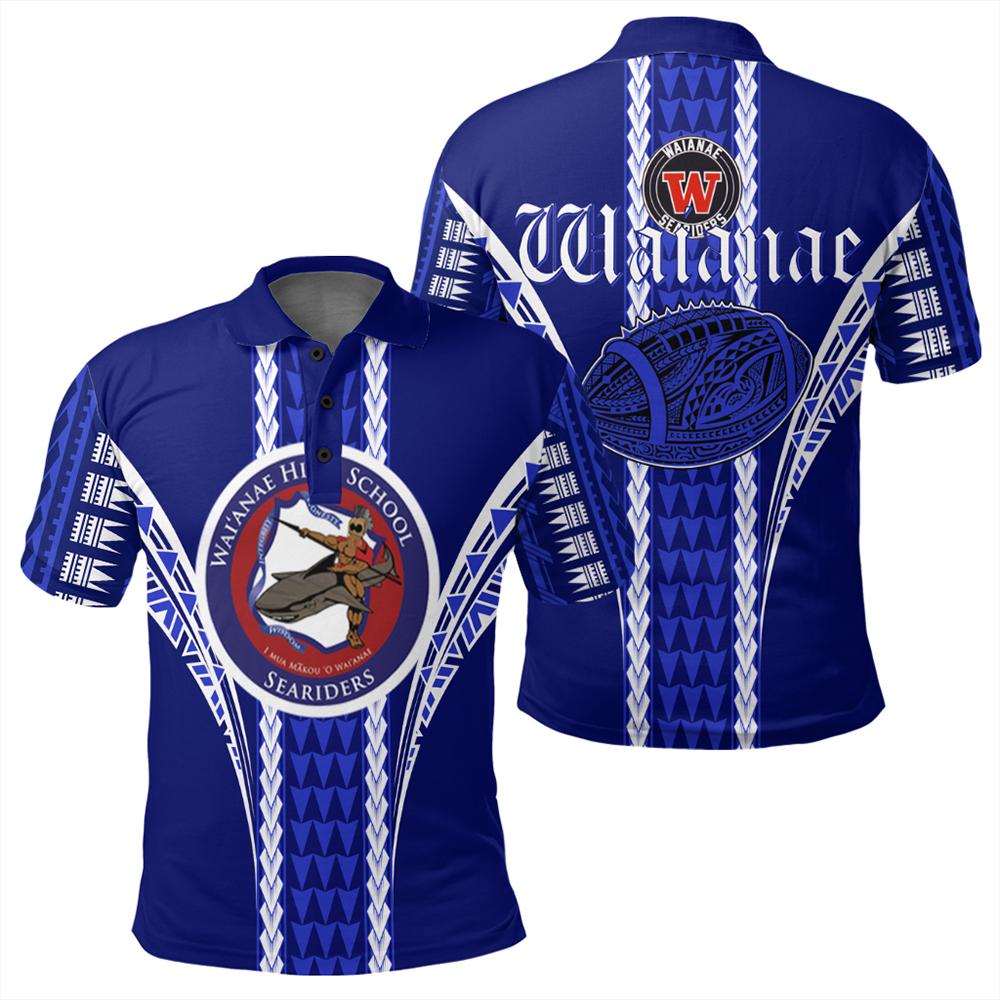 Hawaii Polo Shirt Waianae High Football Jersey Polo Shirt Unisex Blue - Polynesian Pride