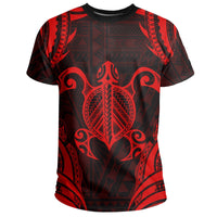 Hawaii Turtle Kanaka Polynesian T Shirt Red - Polynesian Pride