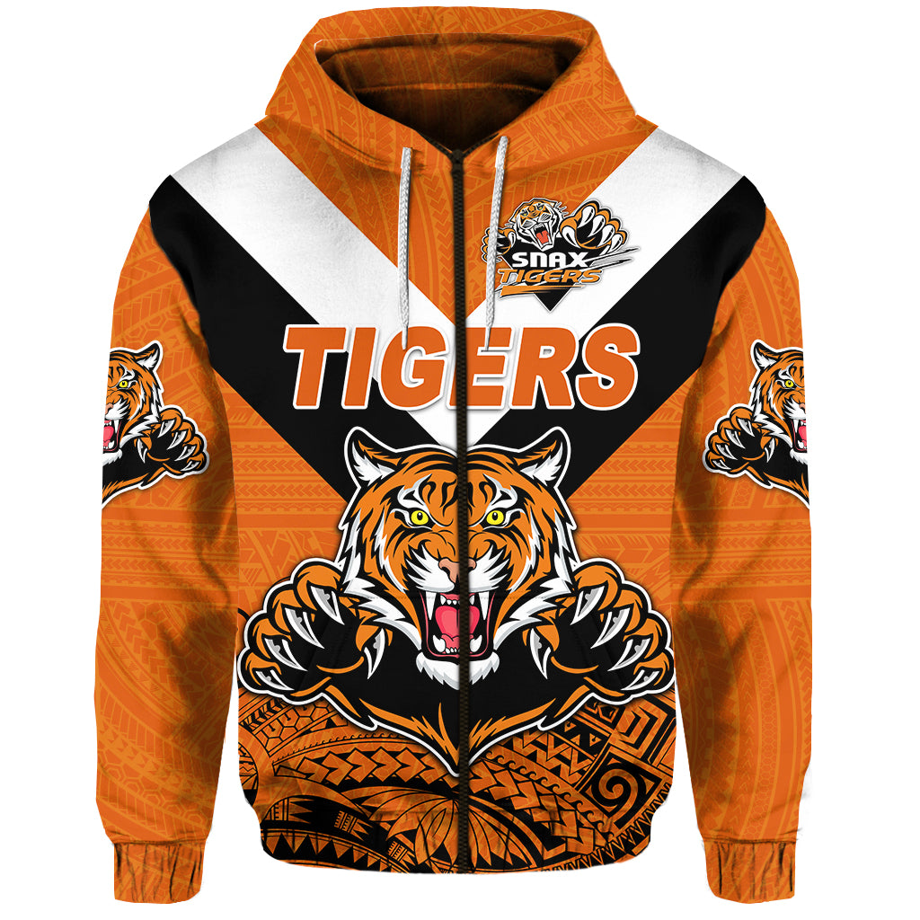 Papua New Guinea Lae Snax Tigers Zip Hoodie Rugby Simple Style Orange LT8 - Polynesian Pride