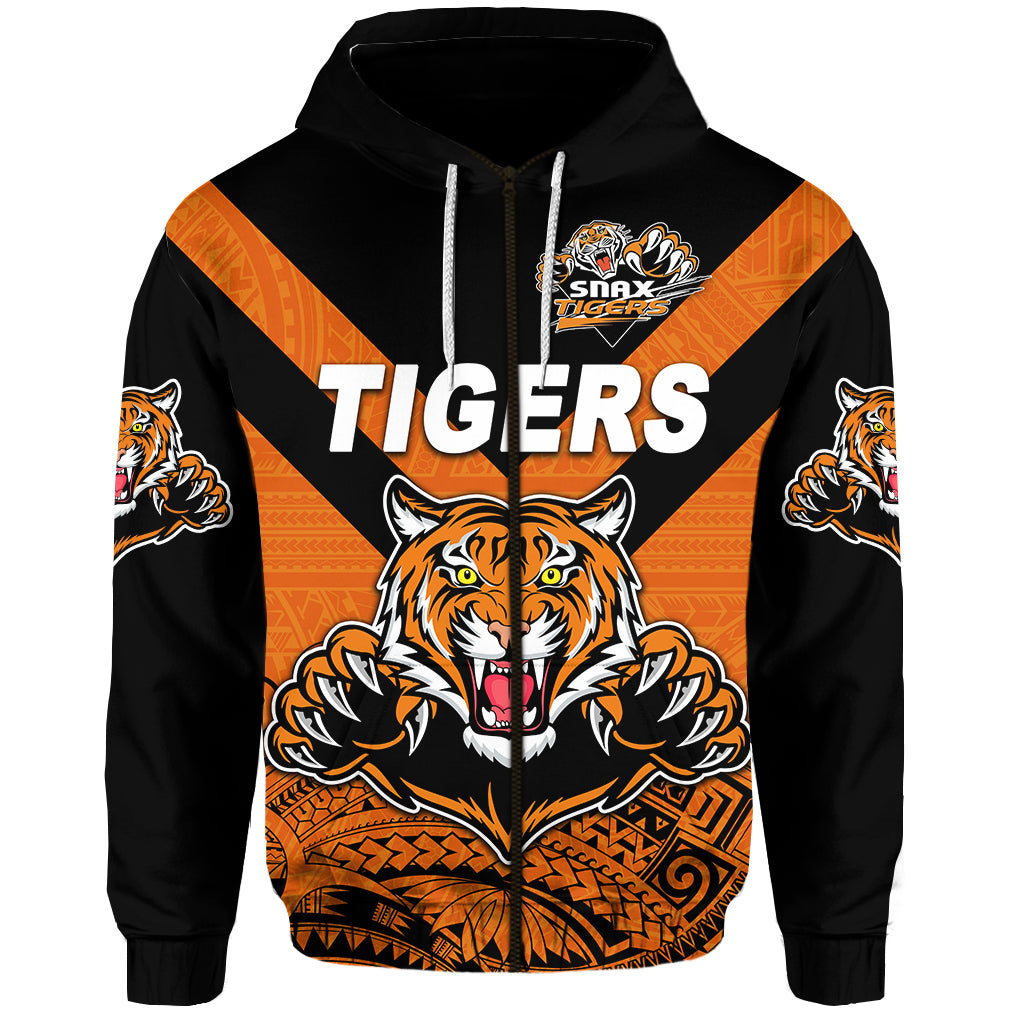 Custom Papua New Guinea Lae Snax Tigers Zip Hoodie Rugby Original Style Orange, Custom Text and Number LT8 - Polynesian Pride