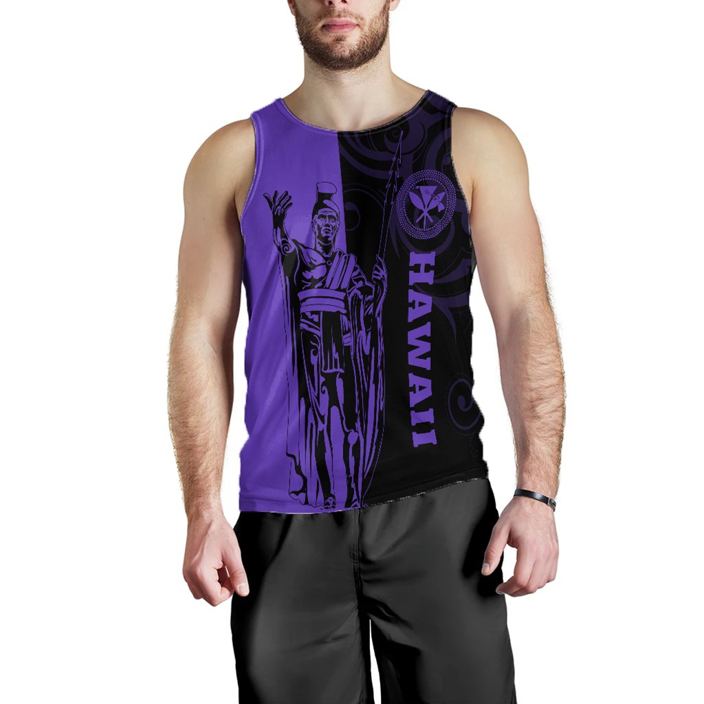 Hawaii King Polynesian Men's Tank Top - Lawla Style Purple - AH - Polynesian Pride