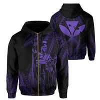 Hawaii King Polynesian Hoodie (Zip up) Durk Style Purple Unisex Purple - Polynesian Pride