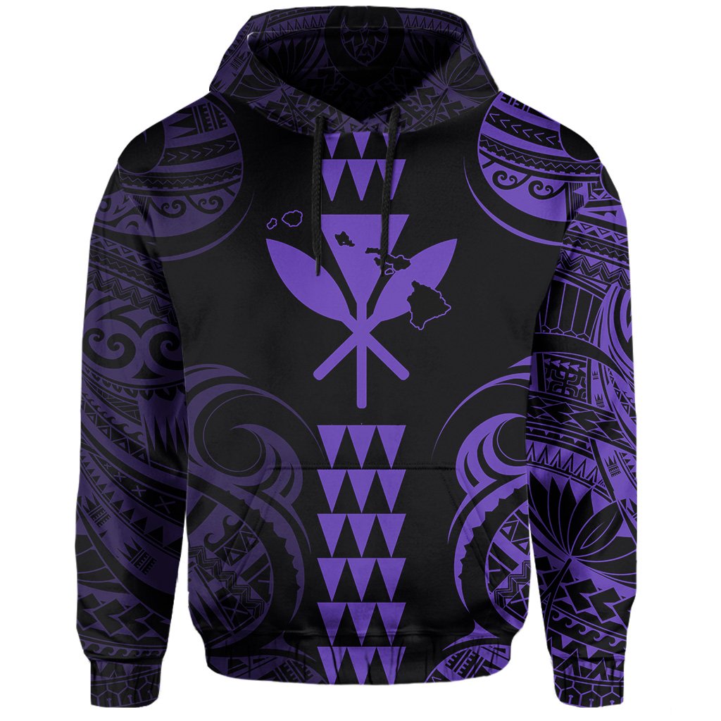 Kanaka Map Polynesian Kakau Hoodie Purple - Polynesian Pride