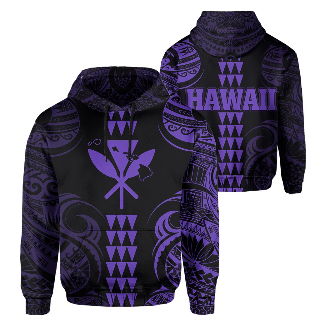 Kanaka Map Polynesian Kakau Hoodie Purple Unisex Purple - Polynesian Pride