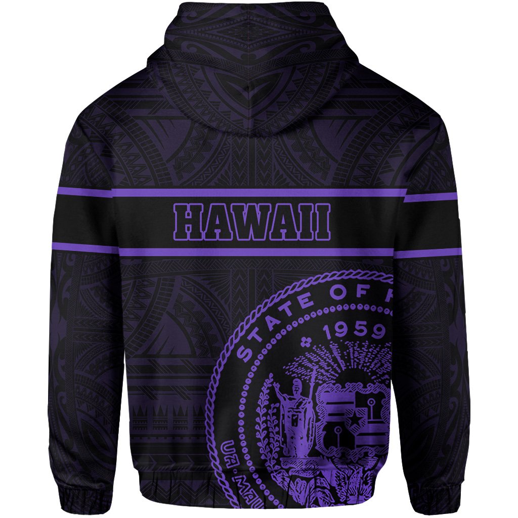 Polynesian Kakau Kanaka Seal of Hawaii Hoodie Purple - Polynesian Pride