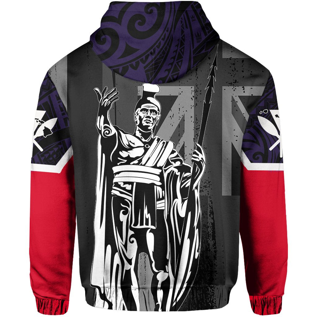 Hawaii King Flag Polynesian Hoodie (Zip up) Purple - Polynesian Pride