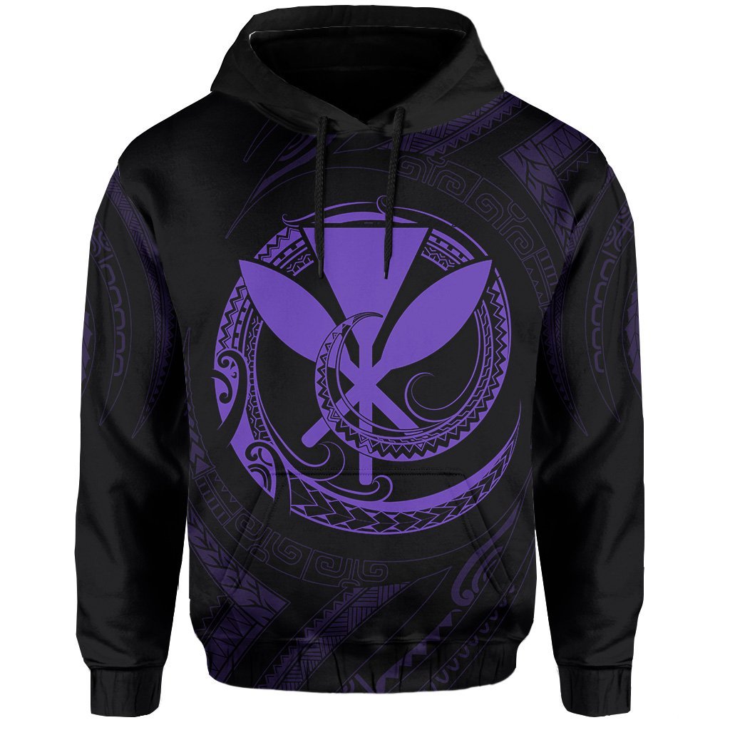 Polynesian Kanaka Shaka Map of Hawaii Hoodie Purple - Polynesian Pride