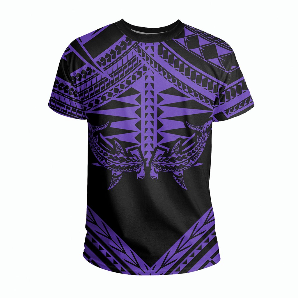 Hawaii Shark Polynesian Kanaka Purple T Shirt Candy Style - Polynesian Pride