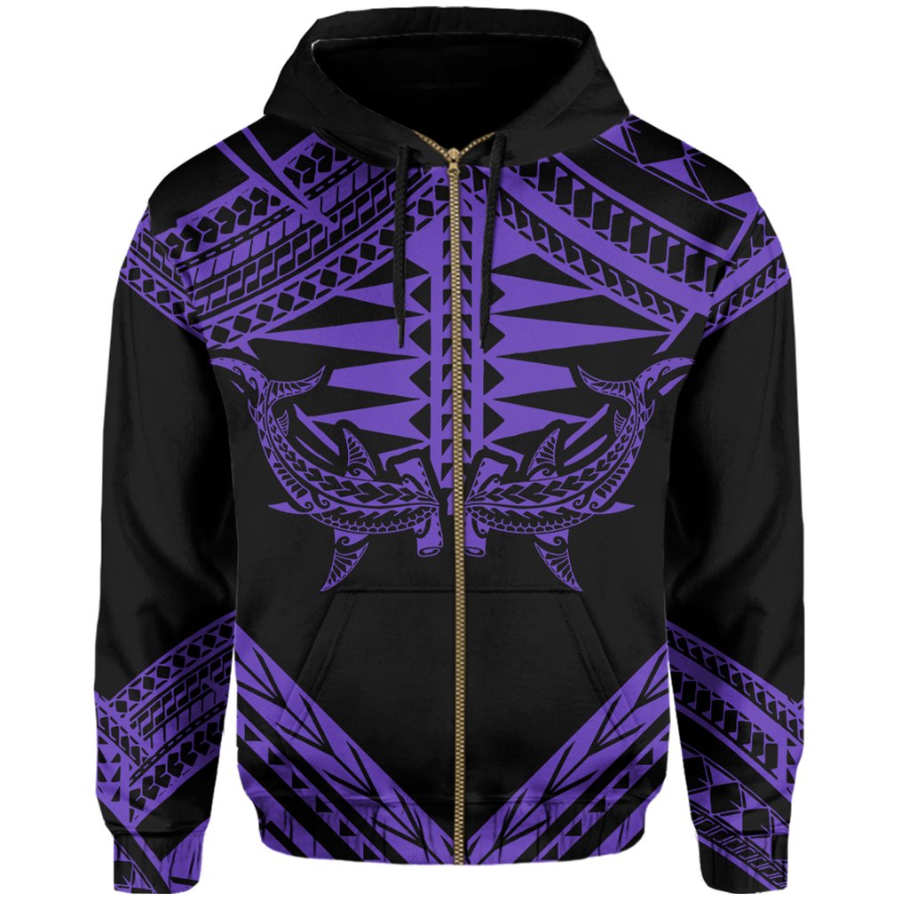 Hawaii Shark Polynesian Kanaka Purple Hoodie (Zip up) Candy Style - Polynesian Pride