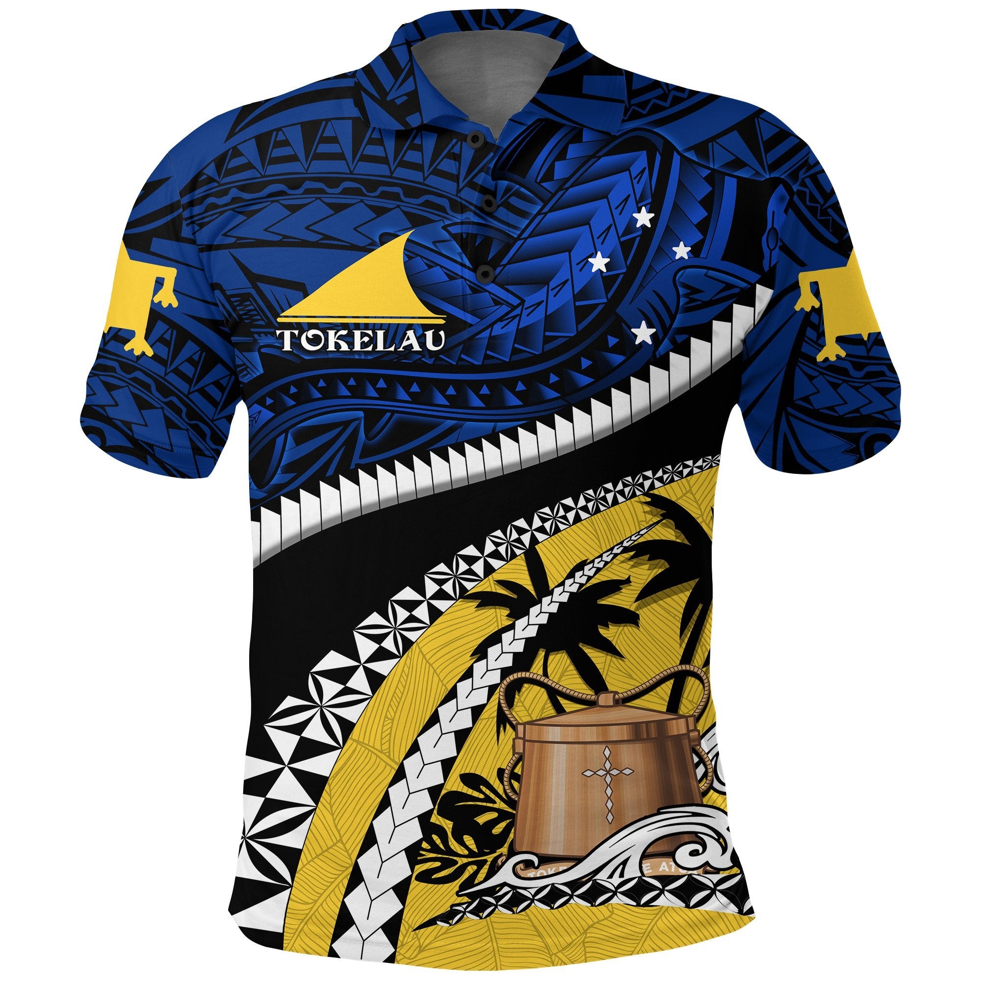 Tokelau Polo Shirt Polynesian Shark Tattoo Unisex Black - Polynesian Pride