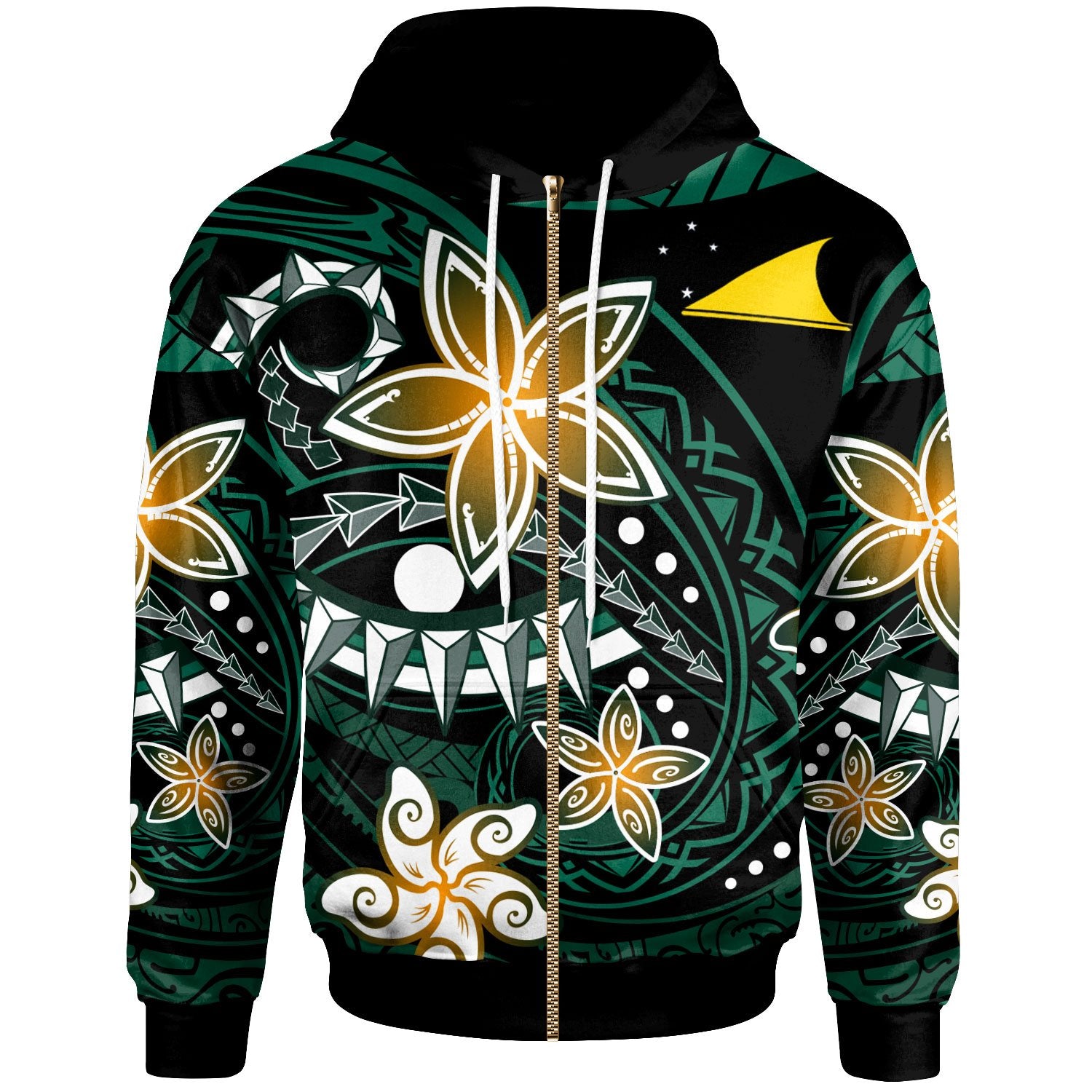 Tokelau Zip Hoodie Spring Style Black Color Unisex Black - Polynesian Pride