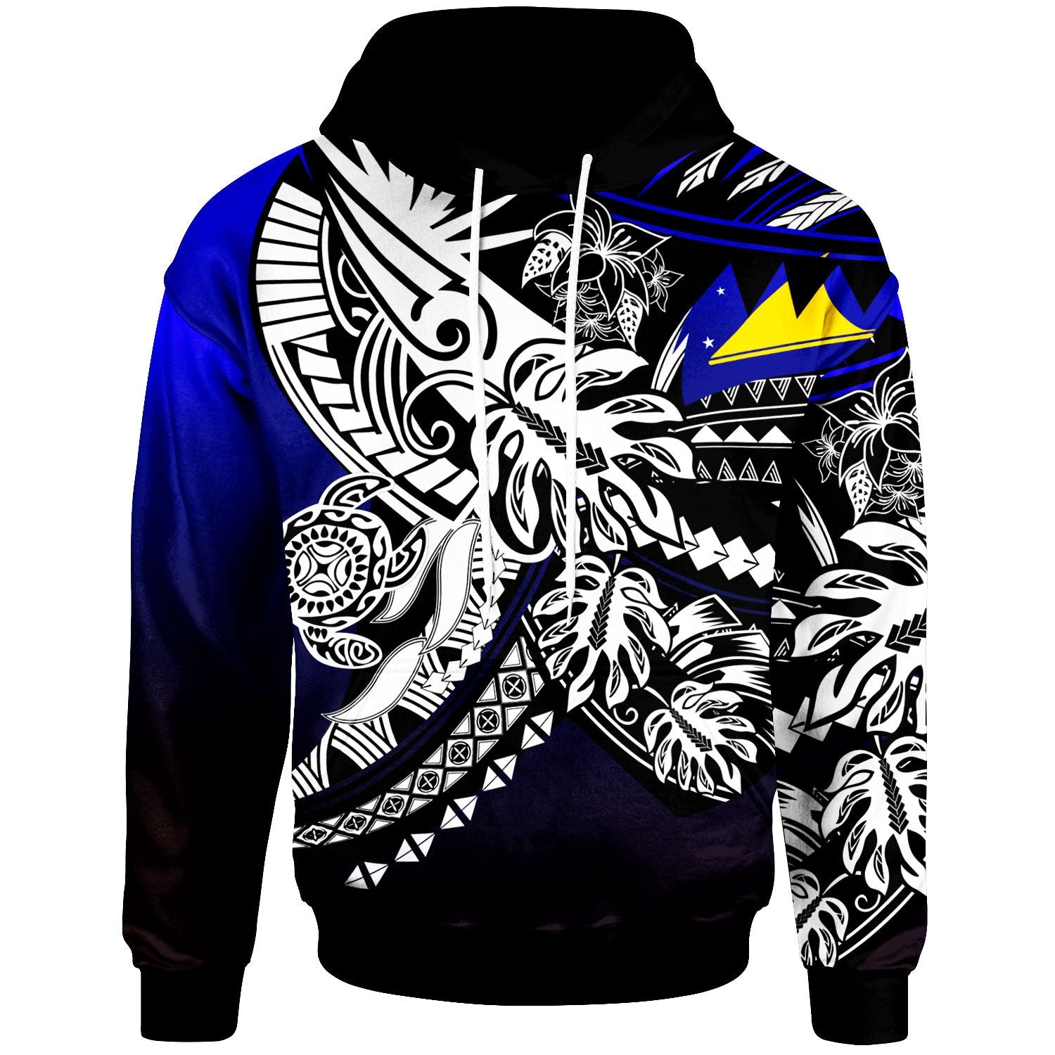 Tokelau Hoodie Tribal Jungle Pattern Blue Color Unisex Blue - Polynesian Pride