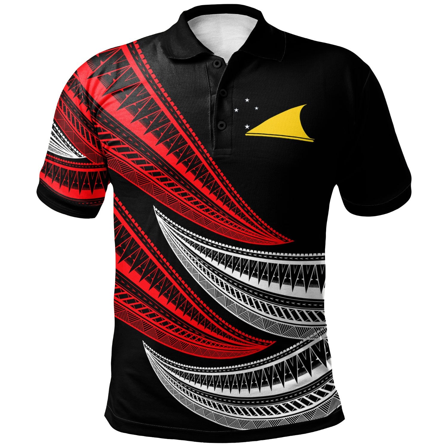 Tokelau Custom Polo Shirt Wave Pattern Alternating Red Color Unisex Red - Polynesian Pride