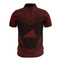 Tokelau Polo Shirt Tokelauan Flag Polynesian Chief Tattoo Red Version - Polynesian Pride