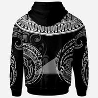 Tokelau Custom Zip Hoodie Serrated Pattern White Color Unisex Black - Polynesian Pride