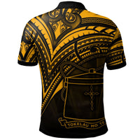 Tokelau Polo Shirt Gold Color Cross Style - Polynesian Pride