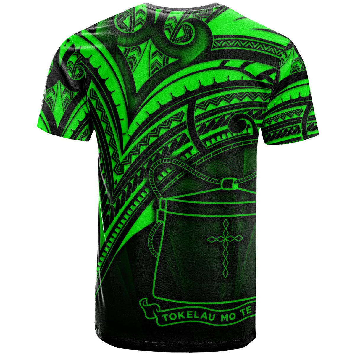Tokelau T Shirt Green Color Cross Style - Polynesian Pride