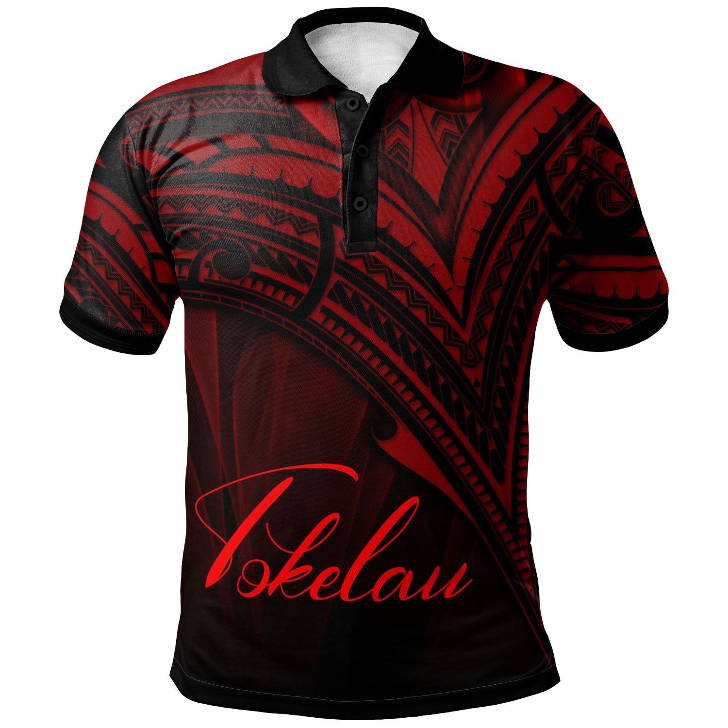 Tokelau Polo Shirt Red Color Cross Style Unisex Black - Polynesian Pride